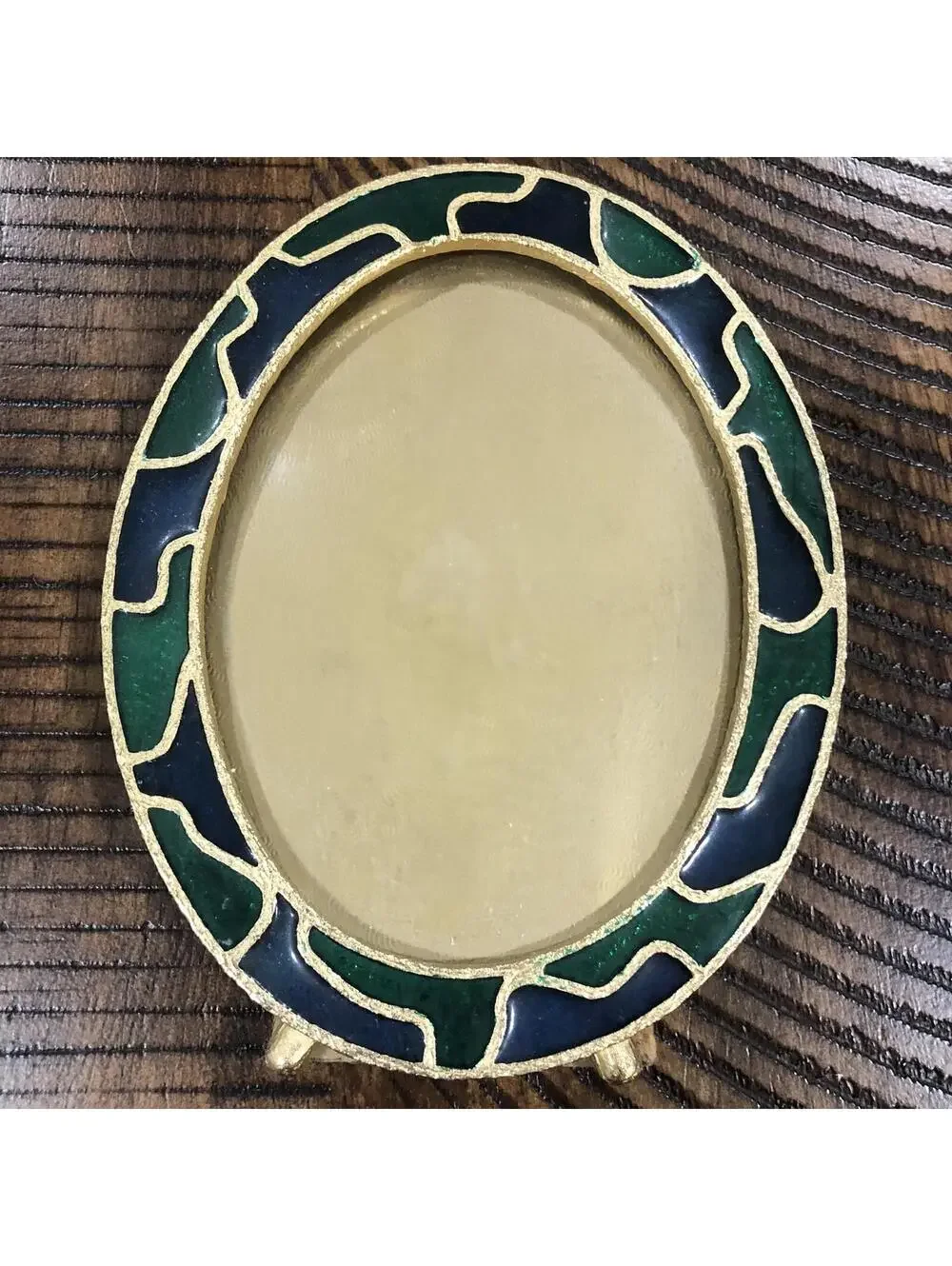 Vintage Cloisonne Picture Photo Frame Velvet Back with‎ Kickstand Table 4x5